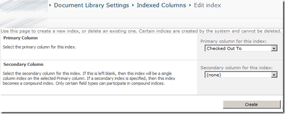 Blog - docs checked out to me - created indexed column