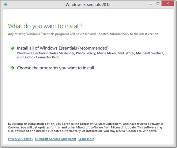 Windows Live Essentials Installation