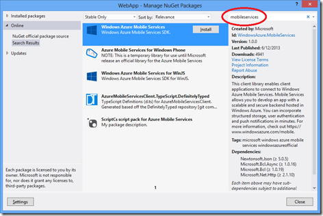 52-WindowsAzureMobileServicesPackage