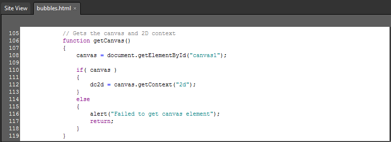 Getting the canvas element and a context