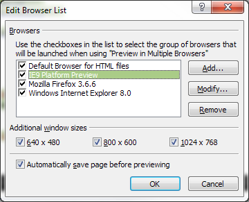 Edit Browser List Dialog