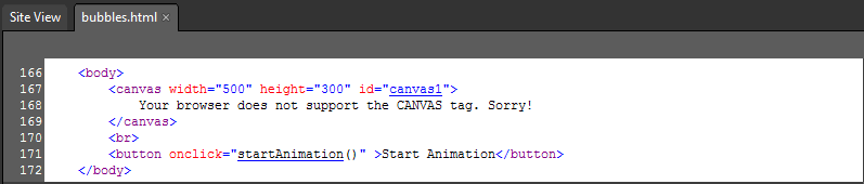 The canvas element declared in the page markup