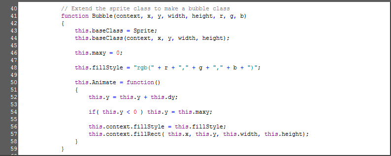 Extending the Sprite class to make a Bubble