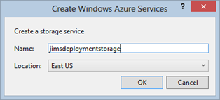 Windows Azure storage location prompt