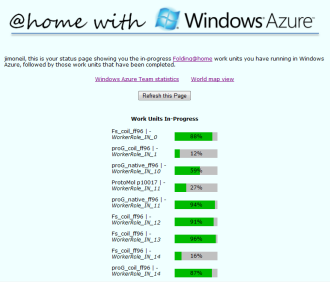 @home with Windows Azure - status screen
