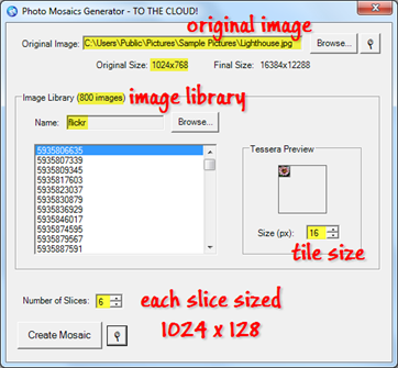 Photo Mosaics input parameters
