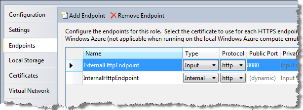 Role Endpoint configurations