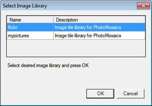 Image library selection dialog