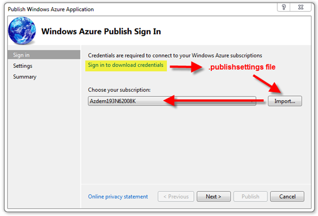 Importing publication settings