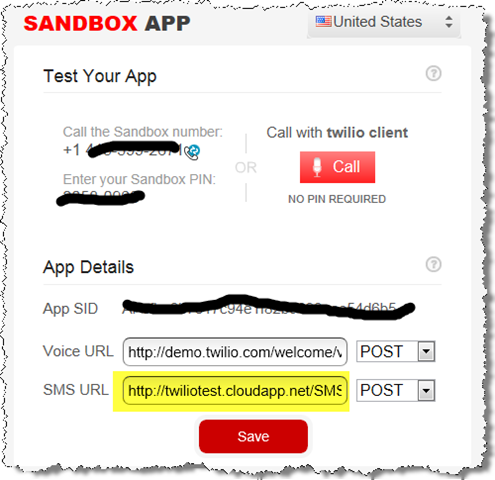 Specifying SMS URL endpoint
