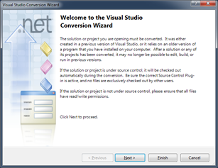 Visual Studio Conversion Wizard
