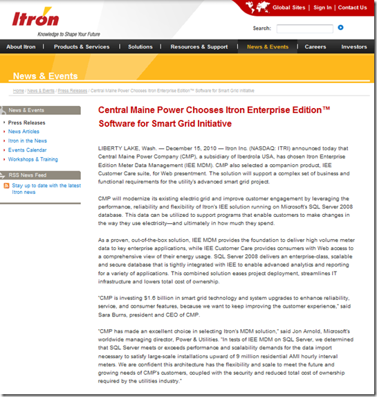 Itron Press Release
