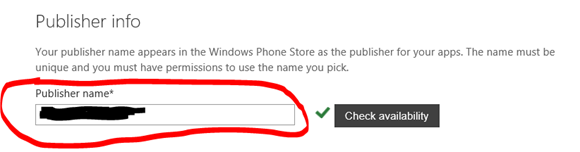 Windows Phone Store publisher name