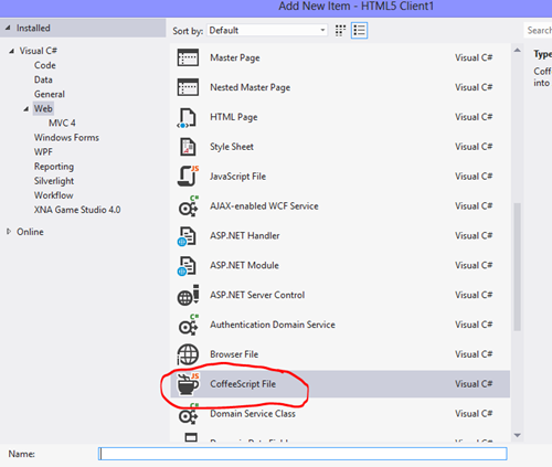 Coffee Script file in Visual Studio
