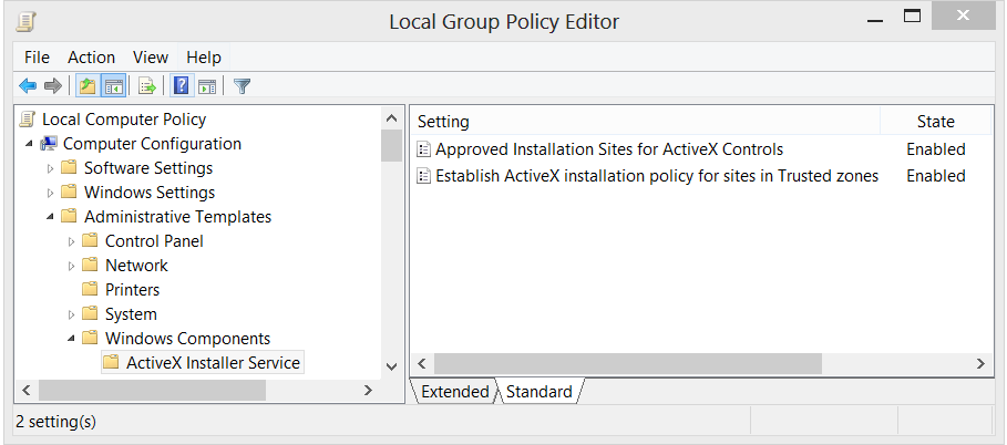 ActiveX Installer Service Group Policy 