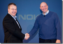 Nokia CEO Stephen Elop und Microsoft CEO Steve Ballmer geben in London eine neue Partnerschaft bekannt