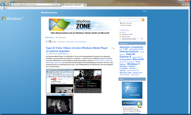 Internet Explorer 9 Beta Screenshot