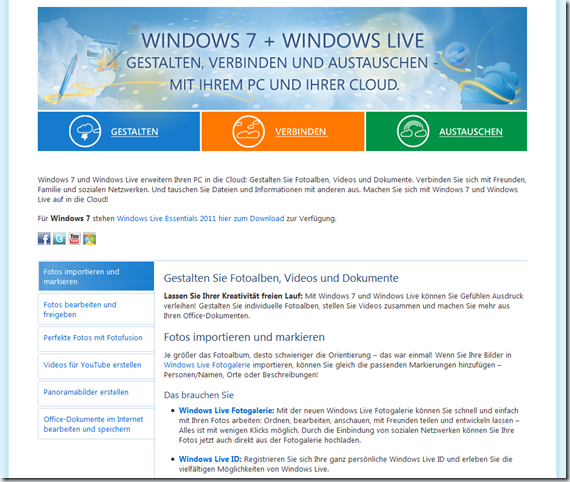 Windows 7 + Windows Live Consumer Cloud Services