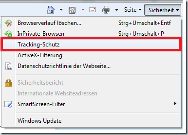 "Tracking-Schutz" in Internet Explorer 9 RC
