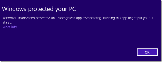 screen shot of Windows SmartScreen