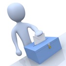 Pale Blue Person Putting Their Voting Envelope In A Ballot Box During A Presidential Election Clipart Illustration Image