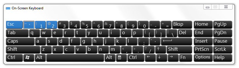 The On-screen Keyboard showing highlighted keys in Scan mode.
