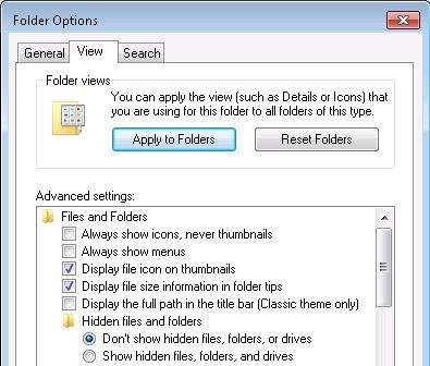"Show hidden files, folders and drives"