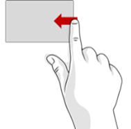 Index finger sliding to left from right edge