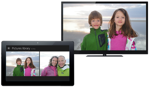 Показ изображений с планшетного ПК на широкоэкранном телевизоре