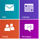 App-Kacheln für Mail, Kalender, Kontakte und Nachrichten