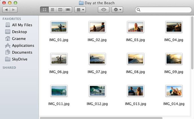 Mac의 이미지가 들어 있는 SkyDrive 폴더