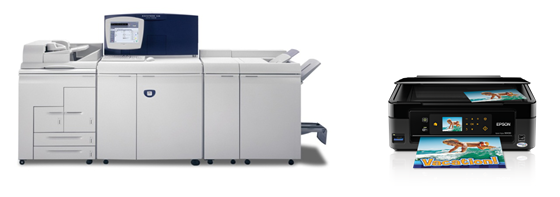 Xerox의 고급 인쇄 시스템 및 Epson의 보다 단순한 가정용 프린터