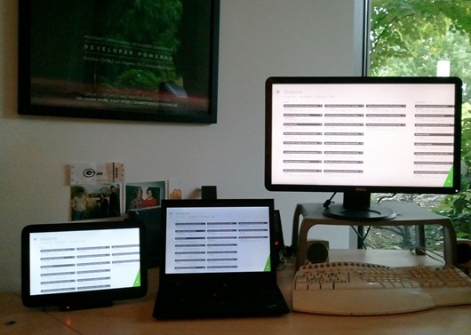 Пример приложения показан на трех экранах разного размера