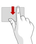 Указательный палец, скользящий вниз от верхнего края