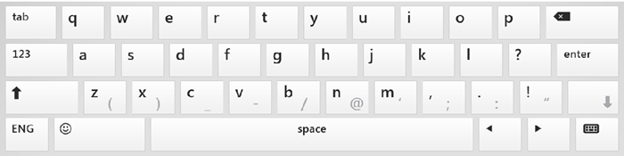 К дополнительным клавишам относятся клавиша табуляции, а также клавиши со вспомогательными знаками, такими как ( ) _ - / @ ' ; : "