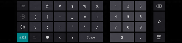 Os símbolos à esquerda incluem ! @ # $ % & ( ) e mais e os números à direita são organizados como em um teclado de caixa eletrônico.