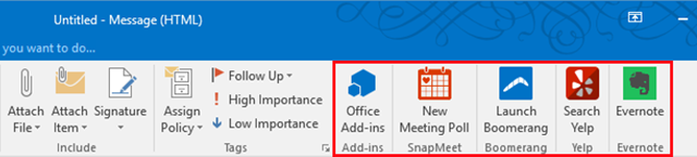 Outlook add-in commands