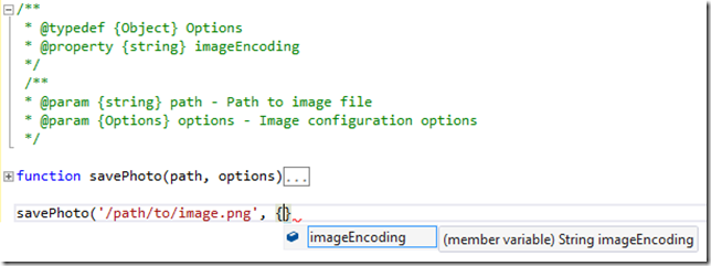 Documenting configuration objects using JSDoc
