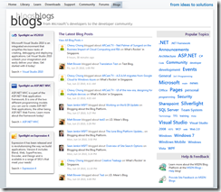 New MSDN Blogs Home Page