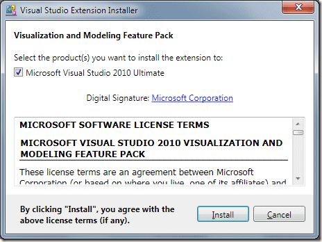 Visual Studio 2010 Visualization & Modeling Feature Pack Installer
