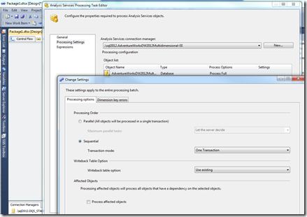 SSIS Analysis Services Processing Task settings