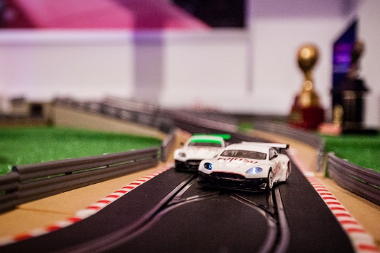 Slot car racing by Fujitsu at their exhibitor stand