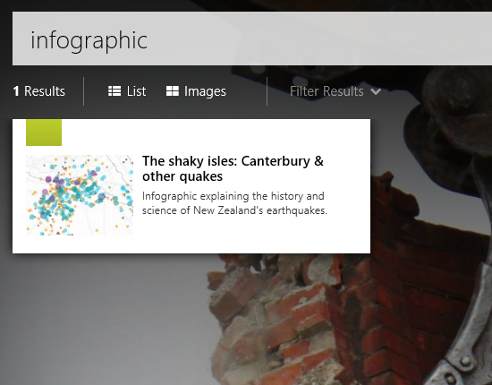 Screenshot of UC CEISMIC Earthquake Archive Windows Store app