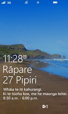 Windows Phone 8 lock screen with te reo Maori
