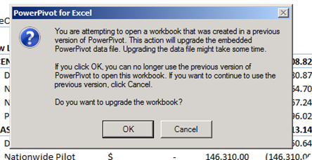 upgrade workbook dialog box