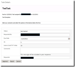 Figure 42. Task on the task site with ID control and without Consolidated Comments control