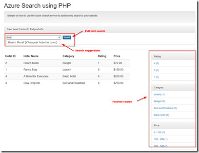 Azure Search in PHP