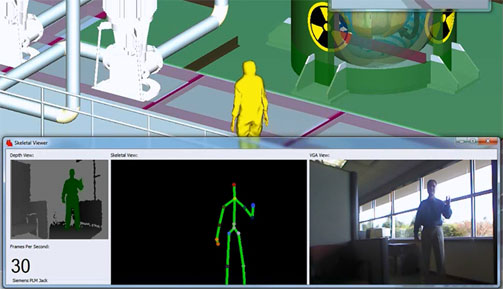 Kinect for Windows is used to capture realistic movement for use in the Siemens Teamcenter solution 