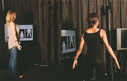 Consumers scan their bodies with the Kinect for Windows sensor in a dressing room.