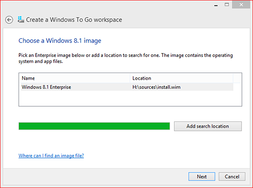 Select your Windows 8.1 image and click "Next."